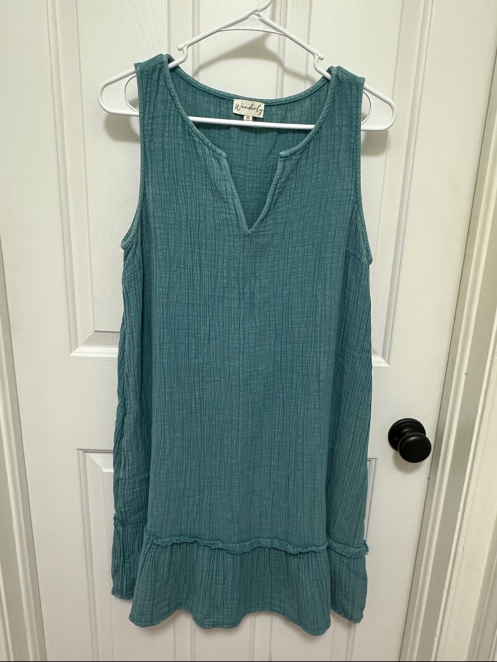0118 Wonderly Teal Sleeveless Midi Dress womens size medium